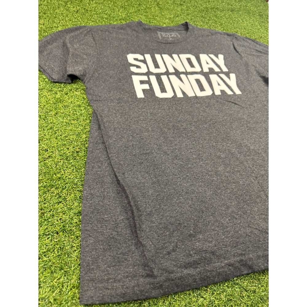 Sunday Funday Graphic T-Shirt Mens Large Charcoal Gray Heather Crewneck‎ - Picture 2 of 5